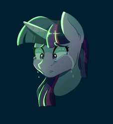 Size: 1450x1600 | Tagged: safe, artist:uunicornicc, imported from derpibooru, twilight sparkle, pony, bust, crying, female, mare, simple background, solo