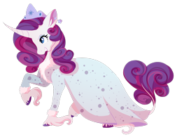 Size: 1530x1191 | Tagged: safe, artist:uunicornicc, imported from derpibooru, part of a set, rarity, classical unicorn, pony, unicorn, beautiful, christmas, clothes, colored hooves, curved horn, dress, eyeshadow, female, holiday, jewelry, leonine tail, makeup, mare, raised hoof, simple background, smiling, snow queen, solo, tiara, transparent background, unshorn fetlocks