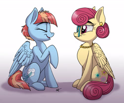Size: 6318x5244 | Tagged: safe, artist:celestial-rainstorm, imported from derpibooru, posey shy, windy whistles, pegasus, pony, absurd resolution, conversation, duo, female, mare, sitting