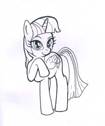 Size: 971x1167 | Tagged: safe, artist:friendshipishorses, imported from derpibooru, twilight sparkle, alicorn, pony, female, monochrome, solo, traditional art, twilight sparkle (alicorn)