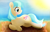 Size: 2883x1851 | Tagged: safe, artist:startledflowerpony, imported from derpibooru, coco pommel, pony, beach, blushing, female, prone, solo, sun