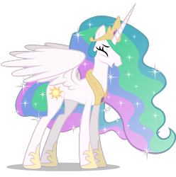 Size: 1588x1600 | Tagged: safe, artist:mixermike622, editor:slayerbvc, imported from derpibooru, princess celestia, alicorn, pony, cropped, female, laughing, mare, simple background, solo, sparkles, transparent background, vector