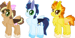 Size: 2174x1122 | Tagged: safe, artist:casanova-mew, imported from derpibooru, soarin', spitfire, oc, oc:dusty winds, pegasus, pony, female, male, mare, offspring, parent:soarin', parent:spitfire, parents:soarinfire, shipping, simple background, soarinfire, straight, transparent background, two toned wings