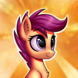 Size: 3000x3000 | Tagged: safe, artist:conniethecasanova, artist:setharu, deleted from derpibooru, edit, imported from derpibooru, scootaloo, pony, bust, female, filly, solo