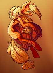 Size: 2480x3425 | Tagged: safe, artist:tu-kierownik, imported from derpibooru, applejack, earth pony, pony, female, heart, smiling, solo
