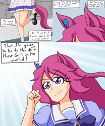 Size: 2000x2400 | Tagged: safe, artist:jake heritagu, imported from derpibooru, scootaloo, human, comic:ask motherly scootaloo, april fools, april fools 2018, april fools joke, clothes, comic, eared humanization, hairpin, humanized, motherly scootaloo, school uniform, tailed humanization, uma musume pretty derby
