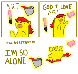 Size: 668x630 | Tagged: safe, artist:nightshadowmlp, imported from derpibooru, oc, oc only, oc:game point, eraser, i'm so alone, meme, paint bucket, paintbrush