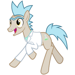 Size: 3000x3000 | Tagged: safe, artist:cheezedoodle96, imported from derpibooru, pony rick, earth pony, pony, grannies gone wild, .svg available, clothes, jumping, lab coat, male, ponified, rick and morty, rick sanchez, running, shirt, simple background, solo, stallion, svg, transparent background, unibrow, vector