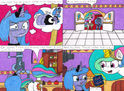 Size: 4308x3169 | Tagged: safe, artist:eternaljonathan, imported from derpibooru, princess celestia, princess luna, alicorn, comic:first three back, butt, candy, canterlot, canterlot castle, castle, comic, female, food, jar, jiggle, kitchen, moonbutt, oven, pans, pencil drawing, pipe, plot, pop rocks, pot, royal sisters, s1 luna, sunbutt, throne, throne room, traditional art