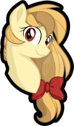 Size: 920x1567 | Tagged: safe, artist:tuppkam1, imported from derpibooru, oc, oc only, oc:alice goldenfeather, pony, bow, bust, female, mare, portrait, simple background, solo, transparent background