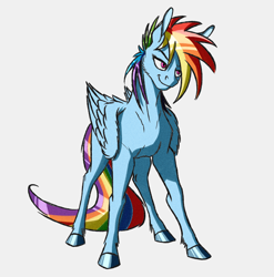 Size: 2920x2960 | Tagged: safe, artist:akweer, imported from derpibooru, rainbow dash, horse, pegasus, pony, female, mare, multicolored hair, simple background, smiling, solo