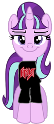 Size: 300x683 | Tagged: safe, artist:partylikeanartist, artist:ziomal1987, edit, imported from derpibooru, vector edit, starlight glimmer, pony, .svg available, arija, clothes, female, heavy metal, metal, rock, rock (music), shirt, simple background, solo, transparent background, vector, ария