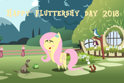 Size: 6000x4000 | Tagged: safe, artist:dasprid, artist:estories, artist:korikian, artist:snuggle-pounce, artist:steampunk-brony, artist:the-intelligentleman, artist:uxyd, artist:vectorshy, imported from derpibooru, fluttershy, bird, blue jay, ferret, frog, pony, squirrel, absurd resolution, bluesjay, blushing, dandelion, female, fluttershy day, pointy ponies, solo