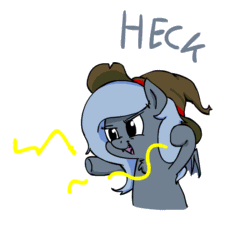 Size: 700x641 | Tagged: safe, artist:yipsy, imported from derpibooru, oc, oc only, oc:panne, bat pony, pony, animated, fangs, female, filly, glare, hat, heck, magic, open mouth, simple background, smiling, smirk, solo, white background, witch hat, wizard hat