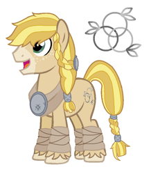 Size: 734x842 | Tagged: safe, artist:restlessbard, imported from derpibooru, oc, oc only, oc:mountain harvest, earth pony, pony, base used, braid, braided tail, male, offspring, parent:applejack, parent:rockhoof, parents:rockjack, simple background, solo, stallion, white background