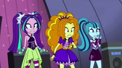 Size: 1280x720 | Tagged: safe, imported from derpibooru, screencap, adagio dazzle, aria blaze, sonata dusk, equestria girls, rainbow rocks, embarrassed, scared, the dazzlings