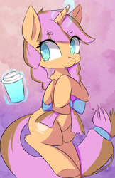 Size: 770x1190 | Tagged: safe, artist:kawaiipony2, imported from derpibooru, oc, oc only, oc:milk tea, pony, unicorn, cute, drink, female, glowing horn, mare, milk tea, ocbetes, solo