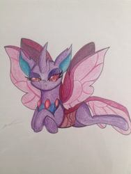 Size: 2414x3218 | Tagged: safe, artist:luxiwind, imported from derpibooru, oc, oc:kari, changedling, changeling, female, high res, prone, solo, traditional art