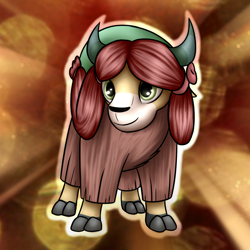 Size: 2500x2500 | Tagged: safe, artist:6editor9, artist:conniethecasanova, edit, imported from derpibooru, yona, yak, school daze, season 8, cloven hooves, female, smiling, solo