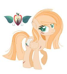 Size: 430x476 | Tagged: safe, artist:spirturiel, imported from derpibooru, oc, oc only, oc:lightells, pegasus, pony, bandage, colored pupils, female, freckles, injured, injured wing, mare, offspring, parent:big macintosh, parent:fluttershy, parents:fluttermac, scar, simple background, solo, white background