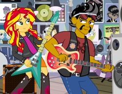 Size: 1035x800 | Tagged: safe, artist:pixelkitties, imported from derpibooru, derpy hooves, princess celestia, sunset shimmer, oc, oc:dusty katt, pony, equestria girls, album cover, andy warhol, bananalestia, bass guitar, daft punk, drum kit, drums, dustykatt, electric guitar, equestria girls-ified, equestria girls-ified album cover, guitar, guitar pick, hipgnosis, musical instrument, never mind the bollocks, nwa, pink floyd, ponified, ponified album cover, random access memories, sex pistols, straight outta compton, the division bell, the velvet underground, the velvet underground & nico