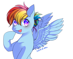 Size: 1250x1000 | Tagged: safe, artist:zakro, imported from derpibooru, rainbow dash, pegasus, pony, female, looking at you, mare, simple background, solo, white background