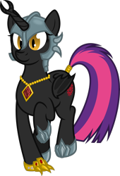 Size: 6072x8936 | Tagged: safe, artist:deyrasd, imported from derpibooru, oc, oc only, oc:fallenlight, original species, pony, absurd resolution, augmented horn, bat wings, female, helmet, oc villain, simple background, solo, transparent background