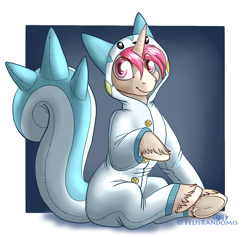 Size: 1257x1192 | Tagged: safe, artist:felisrandomis, imported from derpibooru, oc, oc:intrepid charm, pachirisu, pony, unicorn, clothes, costume, kigu, kigurumi, pokémon