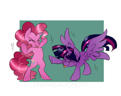 Size: 1280x1020 | Tagged: safe, artist:dippin-dott, artist:drawbauchery, color edit, edit, imported from derpibooru, pinkie pie, twilight sparkle, alicorn, earth pony, pony, adorkable, colored, cute, dancing, do the sparkle, dork, eyes closed, female, lesbian, mlem, pinkie dances with mares, shipping, silly, tongue out, twilight sparkle (alicorn), twinkie