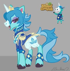 Size: 999x1024 | Tagged: safe, artist:myhandsarecrazy, imported from derpibooru, pony, unicorn, animal crossing, ear piercing, earring, eyeshadow, jewelry, julian, julian (animal crossing), makeup, male, nintendo, piercing, ponified, solo, stallion, video game