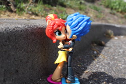 Size: 6000x4000 | Tagged: safe, artist:artofmagicpoland, imported from derpibooru, flash sentry, sunset shimmer, equestria girls, doll, equestria girls minis, eqventures of the minis, hape, hug, not shipping, toy