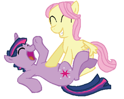 Size: 454x363 | Tagged: safe, artist:diana173076, imported from derpibooru, fluttershy, twilight sparkle, butterscotch, buttershine, dusk shine, gay, laughing, male, rule 63, shipping, stallion, tickling, twishy