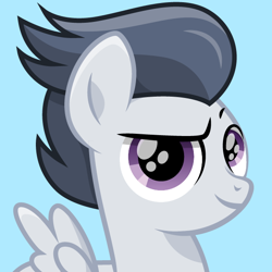 Size: 600x600 | Tagged: safe, artist:cloudy glow, artist:cloudyglow, imported from derpibooru, rumble, pegasus, pony, bust, colt, male, portrait, simple background, smiling