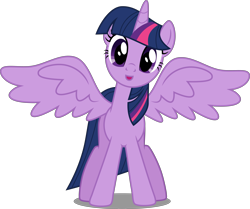 Size: 7839x6552 | Tagged: safe, artist:decprincess, imported from derpibooru, twilight sparkle, alicorn, pony, school daze, .svg available, :o, absurd resolution, cute, female, looking at you, mare, open mouth, simple background, smiling, solo, spread wings, transparent background, twiabetes, twilight sparkle (alicorn), vector, wings