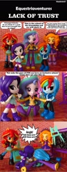 Size: 899x2313 | Tagged: safe, artist:whatthehell!?, imported from derpibooru, adagio dazzle, princess celestia, rainbow dash, rarity, sunset shimmer, equestria girls, equestria girls series, attack, boots, chair, chalkboard, classroom, clothes, desk, doll, dress, equestria girls minis, eqventures of the minis, headband, irl, photo, principal celestia, school, shoes, skirt, smiley face, smiling, toy, ultra minis