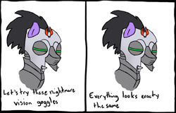 Size: 800x511 | Tagged: safe, imported from derpibooru, pony, /mlp/, 4chan, alternate timeline, crystal war timeline, meme, nightmare vision goggles, simple background, solo, white background