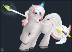 Size: 3025x2167 | Tagged: safe, artist:flareheartmz, imported from derpibooru, oc, oc only, oc:anonesna, pony, unicorn, magic, male, running, solo, staff, stallion