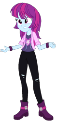 Size: 400x844 | Tagged: safe, artist:berrypunchrules, imported from derpibooru, mystery mint, equestria girls, alternate clothes, alternate costumes, clothes, female, hoodie, simple background, solo, torn clothes, transparent background