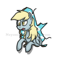 Size: 204x219 | Tagged: safe, artist:neyonic, imported from derpibooru, derpy hooves, pegasus, pony, confused, female, fourth wall, fourth wall destruction, mare, open mouth, picture for breezies, simple background, solo, transparent background, watermark