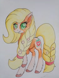 Size: 2448x3264 | Tagged: safe, artist:luxiwind, imported from derpibooru, applejack, pony, leak, spoiler:g5, applejack (g5 concept leak), applejack (g5), female, g5, high res, solo, traditional art
