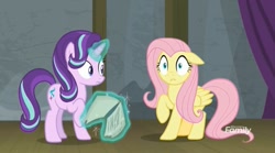 Size: 1655x921 | Tagged: safe, imported from derpibooru, screencap, fluttershy, starlight glimmer, horse play