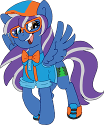 Size: 1264x1517 | Tagged: safe, artist:crunchycrowe, imported from derpibooru, oc, oc:nightgleam, adorkable, blippy, bowtie, cute, dork, glasses, heterochromia, outfit, simple background, transparent background