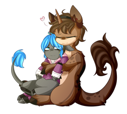 Size: 1495x1349 | Tagged: safe, artist:despotshy, imported from derpibooru, oc, oc only, oc:prince baka, pony, unicorn, hug, simple background, sitting, transparent background