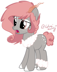 Size: 800x1005 | Tagged: safe, artist:sugarplanets, imported from derpibooru, oc, oc only, goat pony, original species, pony, female, horns, simple background, solo, transparent background