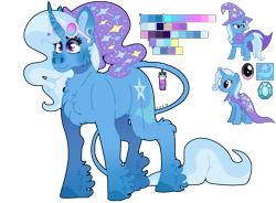 Size: 2560x1880 | Tagged: safe, artist:eleamorbid, artist:moonhowlerel, imported from derpibooru, trixie, classical unicorn, pony, unicorn, cheek fluff, chest fluff, cloven hooves, curved horn, ear fluff, female, leonine tail, simple background, smiling, solo, transparent background, unshorn fetlocks