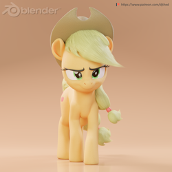 Size: 1700x1700 | Tagged: safe, artist:therealdjthed, imported from derpibooru, applejack, earth pony, pony, 3d, 3d model, blender, blender cycles, cycles, cycles render, female, grin, mare, model:djthed, patreon, patreon logo, simple background, smiling, solo