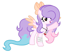 Size: 3344x2744 | Tagged: safe, artist:101xsplattyx101, deleted from derpibooru, imported from derpibooru, oc, oc:lily, pegasus, pony, base used, bow, female, hair bow, high res, mare, simple background, solo, transparent background, two toned wings