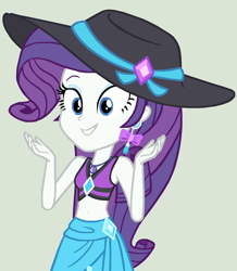 Size: 1886x2160 | Tagged: safe, artist:eli-j-brony, imported from derpibooru, rarity, equestria girls, equestria girls series, lost and found, clothes, cute, female, hat, huggable, raribetes, rarity's blue sarong, rarity's purple bikini, sarong, smiling, solo, sun hat, swimsuit, vector