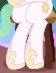 Size: 255x334 | Tagged: safe, imported from derpibooru, screencap, princess celestia, pony, horse play, chair, cropped, female, hooves, legs, pictures of legs, solo