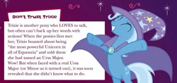 Size: 887x417 | Tagged: safe, imported from derpibooru, trixie, unicorn, boast busters, ultimate guide, cape, clothes, hat, official, trixie's cape, trixie's hat, twilight wrote this